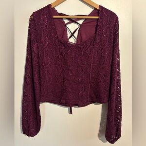 Idyllwind Burgundy Lace Blouse